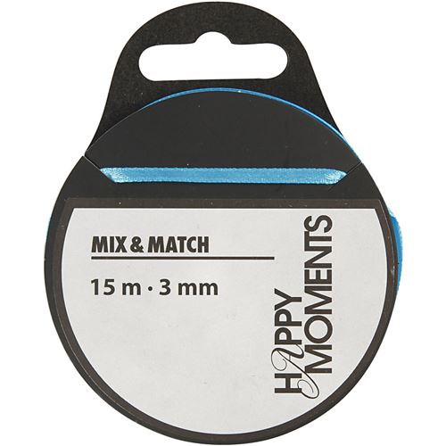 Happy Moments Ruban de satin 3 mm x 15 m bleu clair