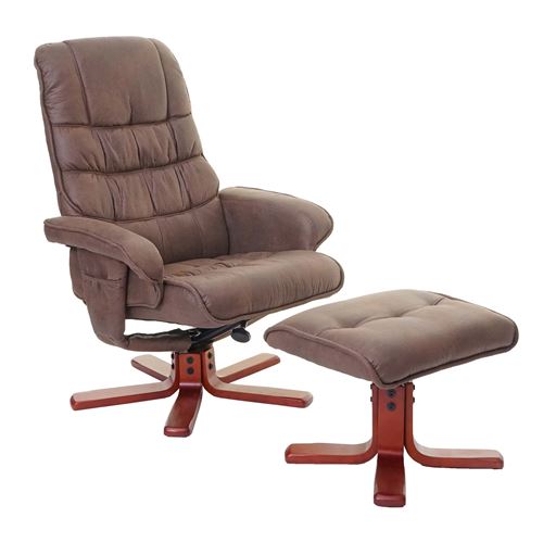 Fauteuil relax MENDLER HWC-E30 imitation de daim marron