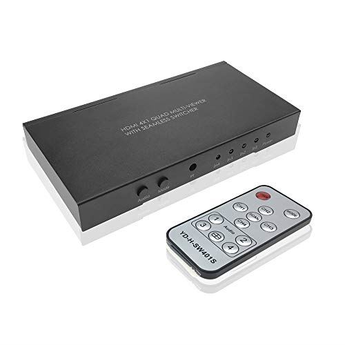 ADWITS HDMI 4X1 Répartiteur Multi-visionneuses à écran Quadruple Commutateur sans Couture avec 5 Modes d'affichage Télécommande Infr