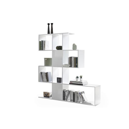 Miliboo Bibliothèque séparateur design blanc laqué brillant L139 cm COMO