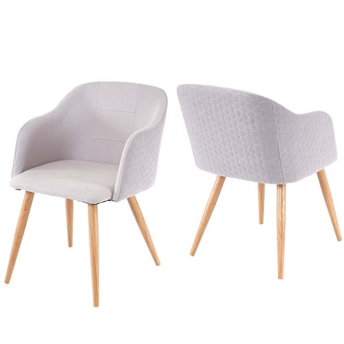 Mendler Gris/Clair 2X Chaise De Salle À Manger Hwc-D71 Tissu - Image 3