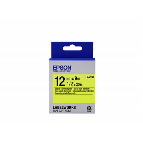 epson tape lk-4ybf fluor blk-/yell lk-4ybf black/yellow 12mm (9m) noir