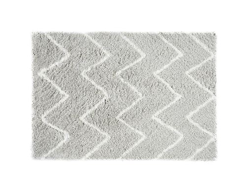 Tapis shaggy à poils longs DRESDE - Gris et blanc - 200 x 290 cm