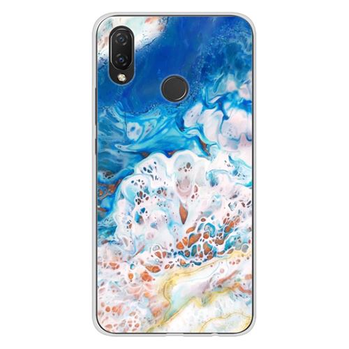 Coque en silicone imprimée compatible Huawei P Smart Plus Marbre océan
