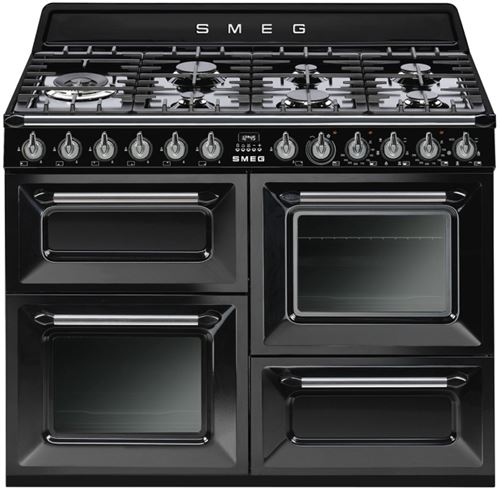 Smeg Victoria TR4110BL1 - Cuisinière (four à deux étages) - pose libre - largeur : 110 cm - profondeur : 60 cm - hauteur : 91 cm - noir