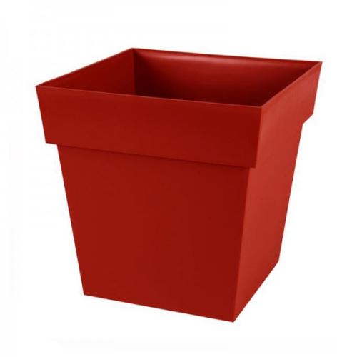 EDA Plastiques - Pot bas carré Toscane XXL 39x39x39cm 38L Rouge Rubis