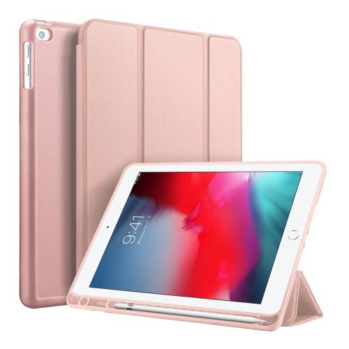 Etui en PU triple pli avec porte-stylo rose pour votre Apple iPad 9.7 pouces (2018)/(2017)