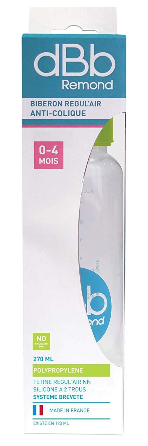 dBb Remond Régul'Air Biberon avec Tétine NN en Silicone Vert Translucide 270 ml