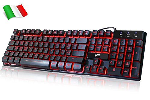 Rii RK100 USB QWERTY Anglais Noir Clavier Claviers (Standard, avec Fil, USB, QWERTY, LED, Noir)