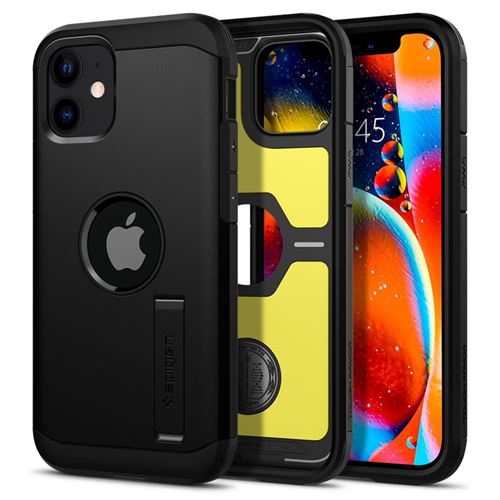 Spigen Tough Armor - Achterzijde behuizing voor mobiele telefoon - polycarbonaat, thermoplastic polyurethaan (TPU) - zwart - 5.4 - voor Apple iPhone 12 mini