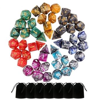 49 Pcs Double-Couleurs Polyédrique Dés Pour Donjons Et Dragons Jeux de Table BT1382 - 1