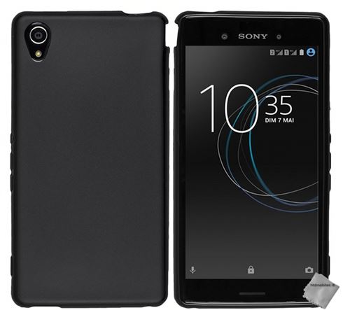 Housse etui coque pochette silicone gel fine pour sony xperia l1 + verre trempe - noir