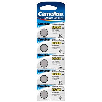 Camelion 13005450 Lot de 5 piles bouton lithium, CR2450 - Piles
