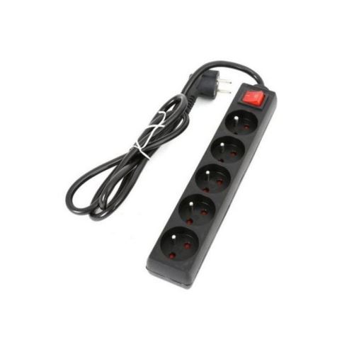 Multiprise 5 prises avec interrupteur omega fl5g18 noir