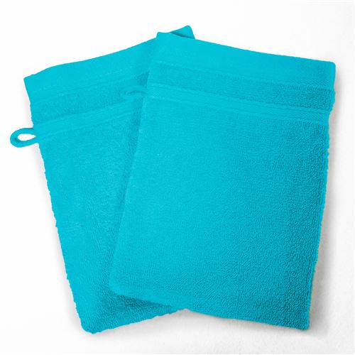 2 gants de toilette 15 x 21 cm eponge unie vitamine Turquoise