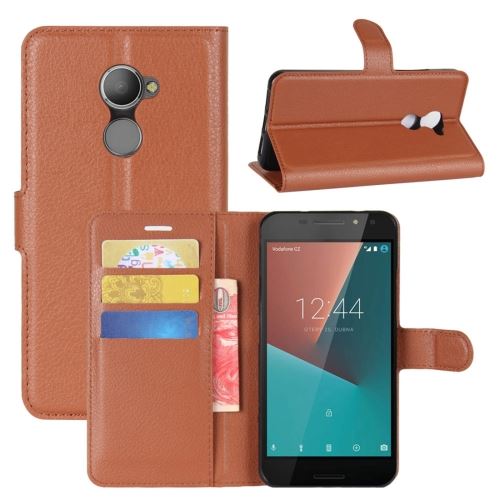 Vodafone Smart N8 Housse Etui Cuir PU Texture Litchi Marron ALS64336