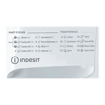 Indesit MTWC 91283 W EU - Machine à laver - largeur : 59.5 cm - profondeur : 60.5 cm - hauteur : 85 cm - chargement frontal - 62 litres - 9 kg - 1200 tours/min - blanc