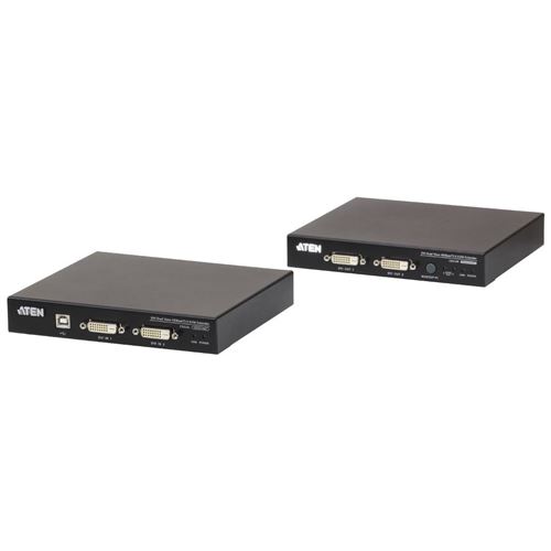 ATEN KVM Extender, CE624, HDBaseT USB DVI Dual View, FullHD, &eacute;metteur + r&eacute;cepteur, jusqu'&agrave; 150 m