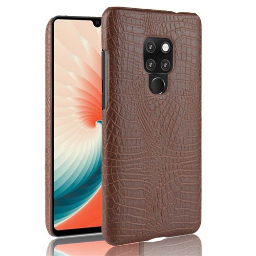 Etui en PU crocodile enduit rigide café pour votre Huawei Mate 20