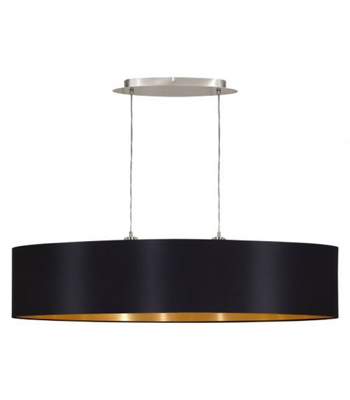 Suspension en textile MASERLO 2 ampoules dorée abat jour noir