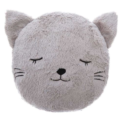 Coussin rond chat gris Ø28 cm