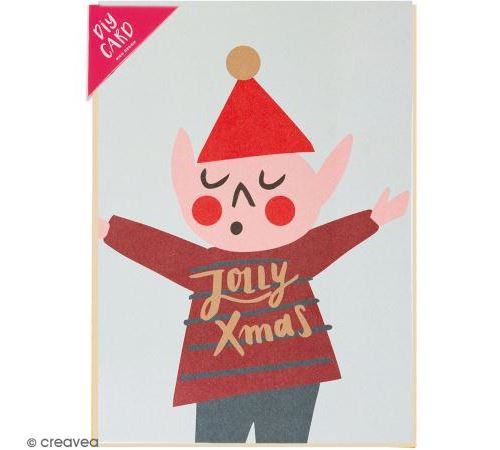Kit carte à personnaliser - Rico Design Noël - Lutin de Noël - 12,5 x 17,5 cm