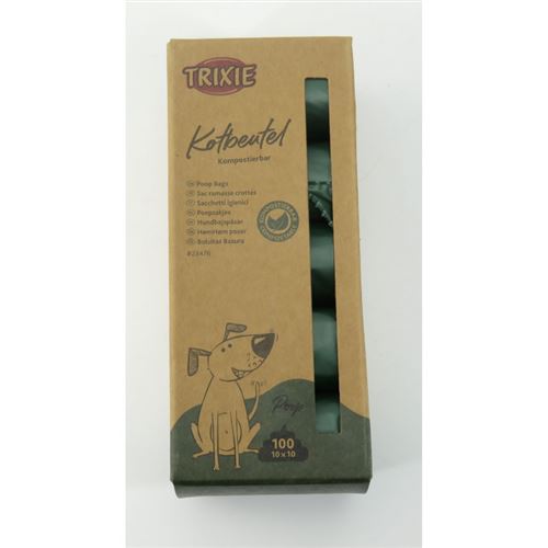 Sac ramasse crottes, compostable pour chien, 10 rouleaux de 10 sacs. - Trixie - TR-23476