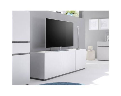 Buffet bas gris ou blanc 3 portes STANISLAS-L 184 x P 51 x P 60 cm- Blanc