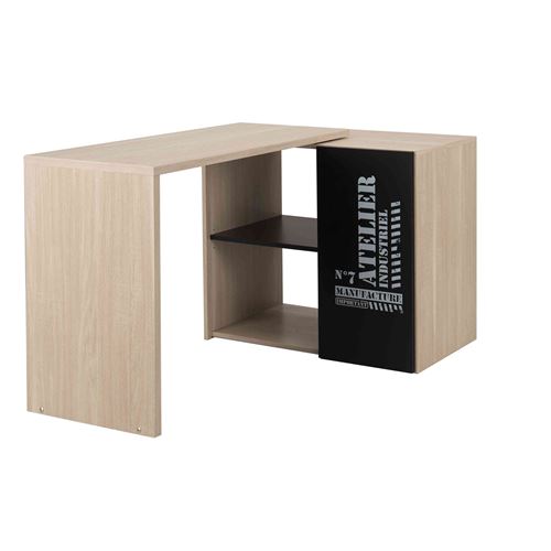 Bureau plateau mobile chêne et noir BU5009-1