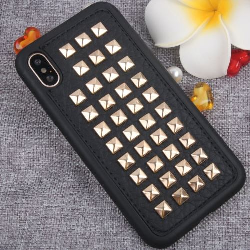 iPhone X Coque Protection TPU Doré Rivet ALS48296