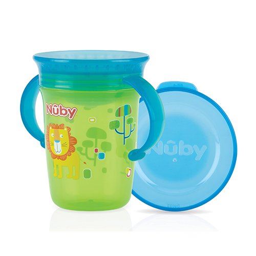 Nûby - Gobelet Magique 360° avec Anses Vert 6 mois - 240ml