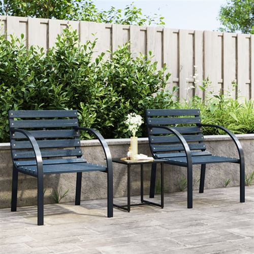 Vidaxl Gris Chaises De Jardin Lot De 2 Bois - Image 2