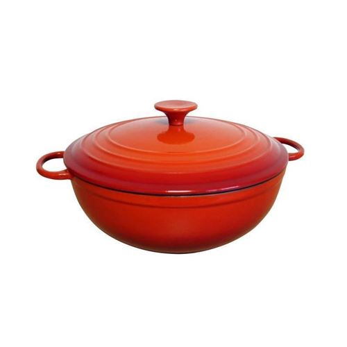 Baumalu Cocotte Fonte Ronde Basse - 26 Cm - Rouge Degrade Tradition