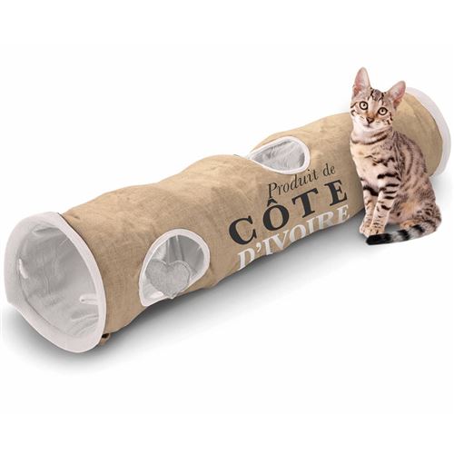 D&D Tunnel pour chat Côte d'Ivoire 25x120cm Marron et Blanc 434/436448