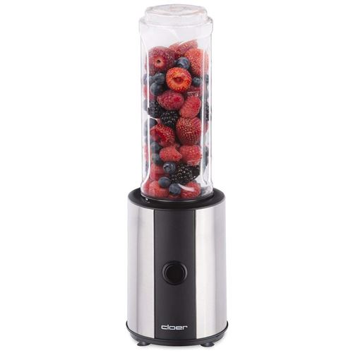Cloer 6969 Smoothie Maker Inox/300 W/sans BPA Tritan Bouteille Passe au lave-vaisselle/0,6 l contenu/2e Bol ou Gourde avec/Inox Couteau Blender/Mini