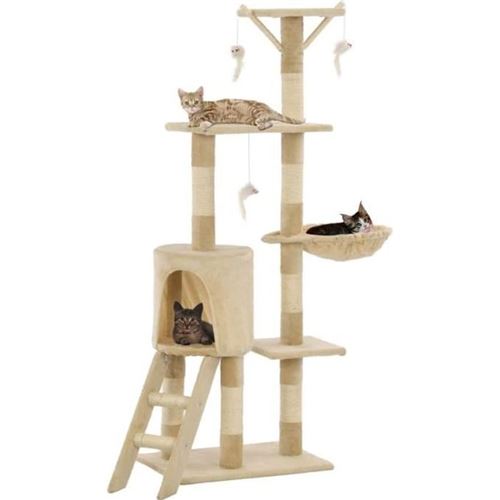 Comparer les prix de vidaXL Arbre à chat avec griffoirs en sisal 138 cm Beige