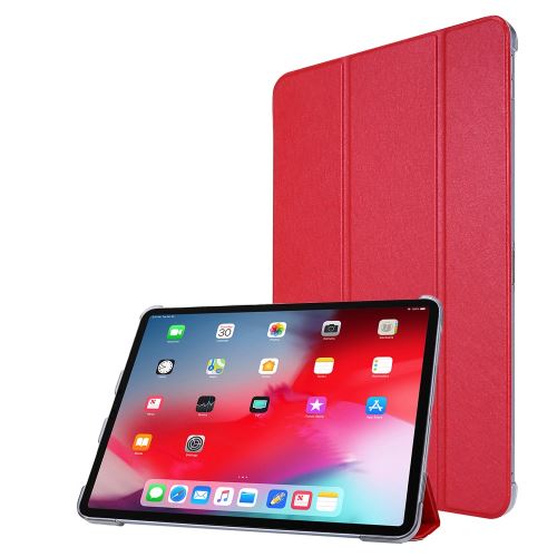 Etui en PU + TPU flip de soie avec support tri-pliure rouge pour votre Apple iPad Pro 12.9 pouces (2020)