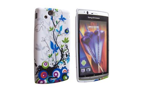 Housse SoftyGel Fleurs bleues pop pour Sony Ericsson Xperia ARC