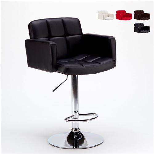 Tabouret avec accoudoirs pour bar ou cuisine en imitation cuir Oakland, Couleur: Noir