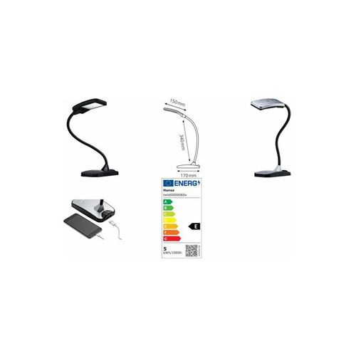 hansa hansa lampe de bureau led twist, argent noir