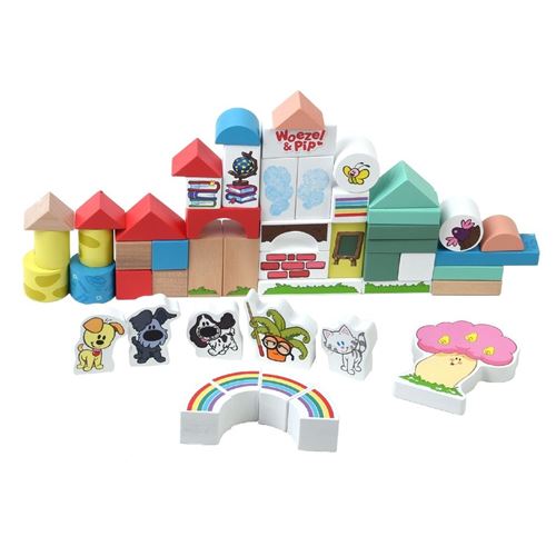 Rubo Toys blocs de bois Woezel En Pip 4,5 cm 50 pièces
