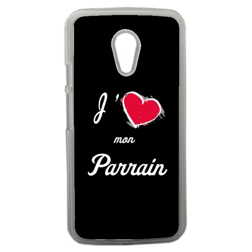Coque J'aime Mon Parrain Fond Noir Compatible Motorola Moto G2 Transparent