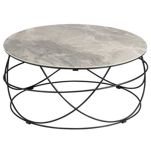 CATHLEEN - Table Basse Ronde Plateau Céramique