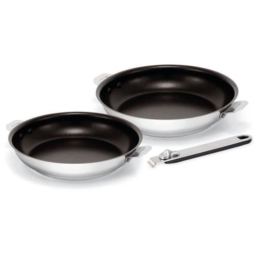 Kitchen Fun By Beka - 12901844 - Lot De 2 Poeles Move On 24-28 Cm - En Acier Inoxydable - Interieur Revetu -tous Feux + Inducti