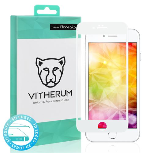 VITHERUM Turquoise pour iPhone 6 / 6S Blanc Verre trempé incurvé 3D Touch, protection d'écran ultra résistant 9H et 188mJ
