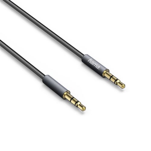 Hama Câble audio jack 3,5 mm Elite en métal plaqué or, anthracite 0,75 M