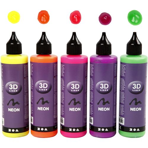 Creotime Doublure 3D néon 100 ml 5 pièces multicolore