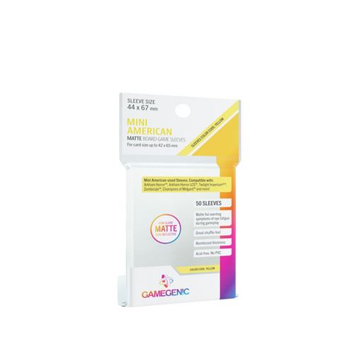 Gamegenic : Sachet de 50 protège-cartes mate - 4,4 x 6,7 cm - Mini American yellow