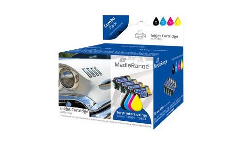  MediaRange - Cartouche d'encre pour Epson T0891-T0894 - 2x Noir, 1x Cyan, Magenta, Jaune