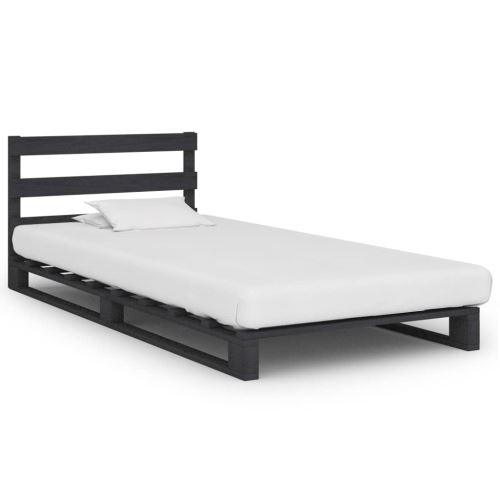 vidaXL Bedframe pallet massief grenenhout grijs 90x200 cm